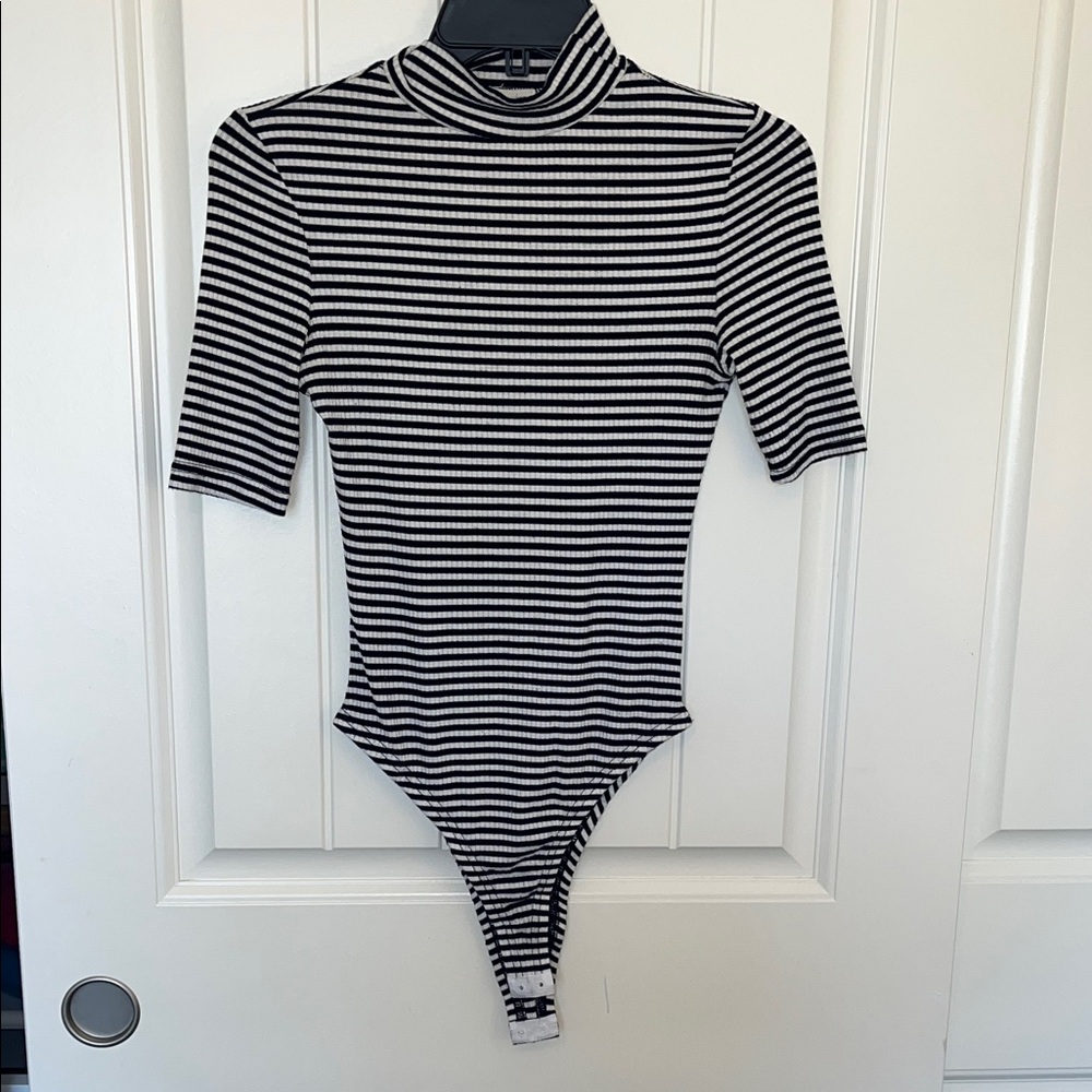 En Creme Black and White Striped Kids Bodysuit